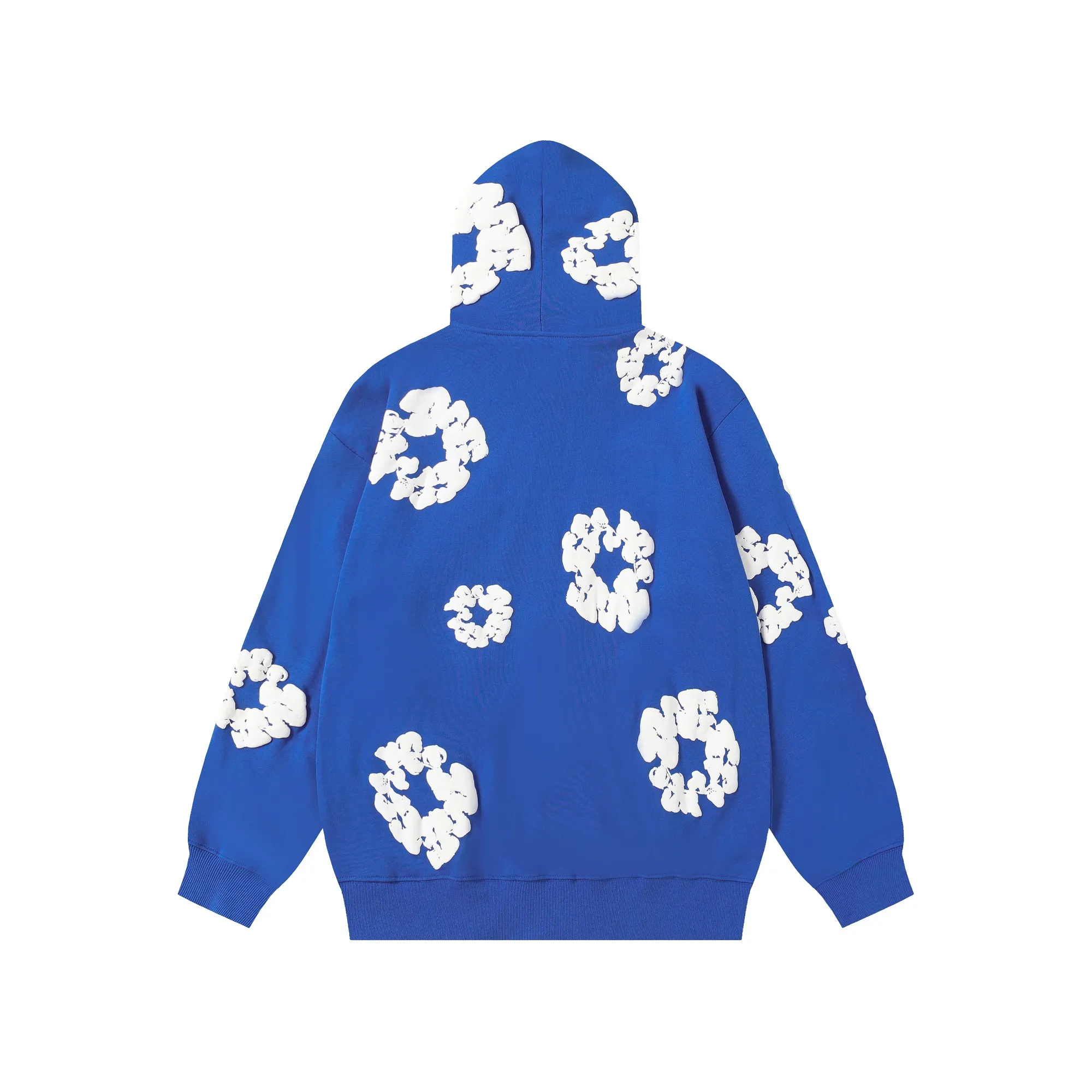 16 colors DENIM TEARS Kapok European and American trendy brand high-quality foam printed hooded sweatshirt jacket. Terry fabric weighs 380 grams. Threads are customized and dyed in the same color. Color Black Gray Blue Green Royal Blue Purple Red Orange Colorful Blue Pink White Sky Blue Brown Carbon Gray Black Gray White White Size S-XL